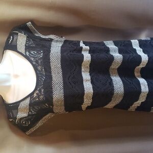 Black Grey Eyelet Dress by Madison Leigh Size 14 - NWT